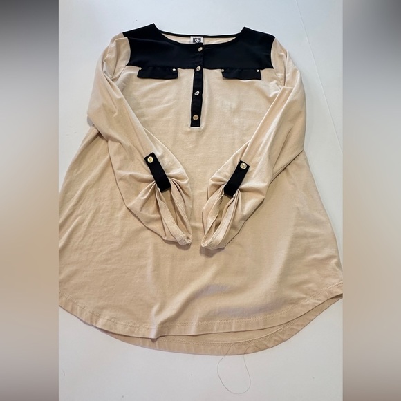 Anne Klein Solid Colorblock Button Up Blouse, Women's Small (4-6) - Picture 2 of 12